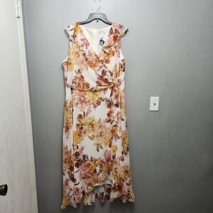 London times women's maxi/midi dress size 20W floral high low ruffles ne…